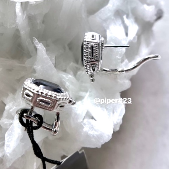NWT Judith Ripka Asscher-cut Blue Sapphire Estate Stud Earrings - Picture 7 of 11